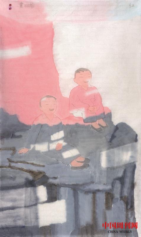 田黎明2020紅，紙本水墨，70×40cm.jpg