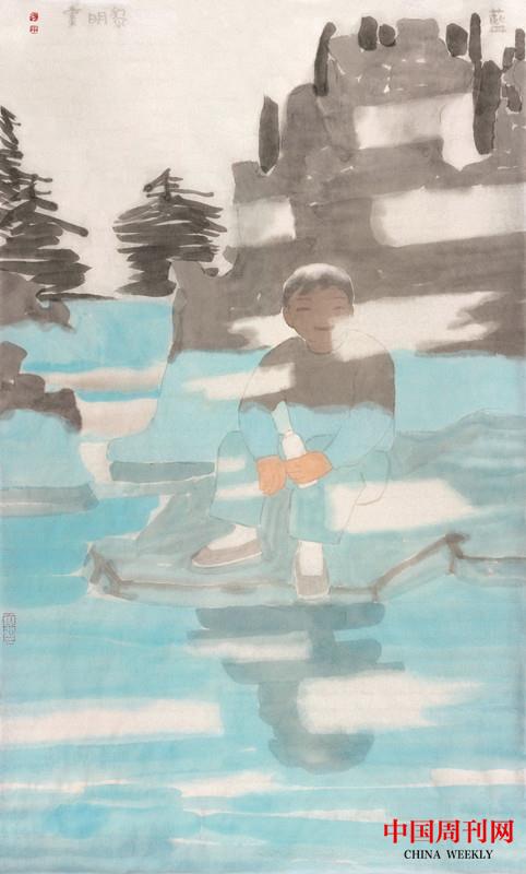 田黎明2020藍，紙本水墨，70×40cm.jpg